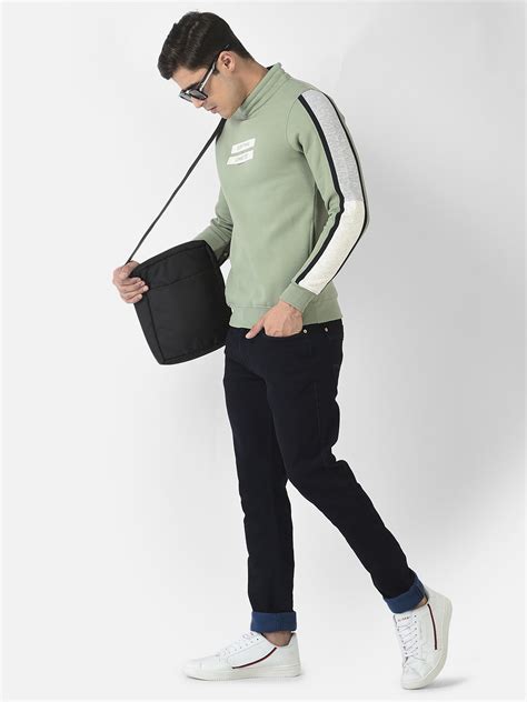 Green Sweatshirt with Typography Print – Crimsoune Club