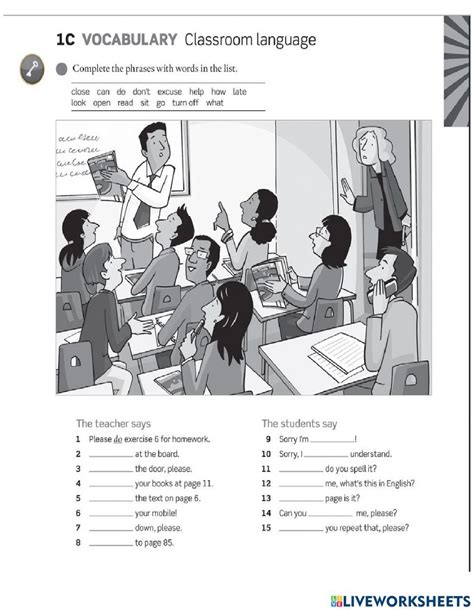 Classroom Language Worksheet 的图像结果