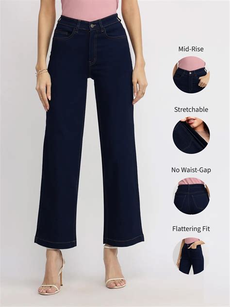 Wide Leg Jeans - Navy Blue