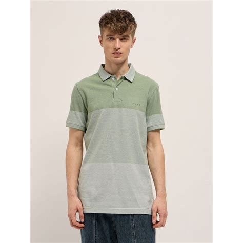 Buy THE BEAR HOUSE Men's Slim Fit Green Colo Block Cotton Polo T-shirt ...