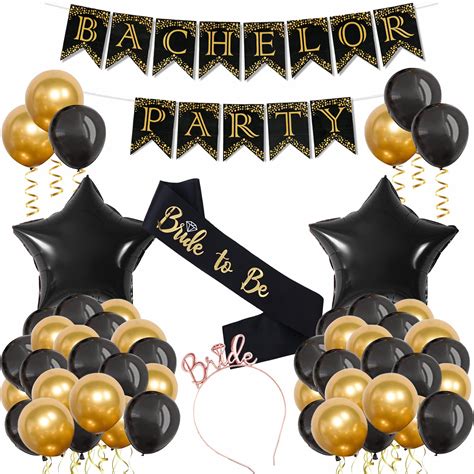 Rozi Decoration Bride To Be Decoration Set Combo Black & Gold Contains ...