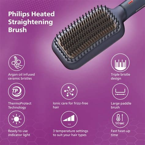 Philips BHH885/10 Heated Straightening Brush (New). ThermoProtect Tech