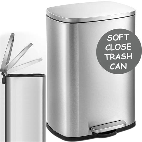 13 Gallon Kitchen Trash Can Soft Close with Anti - Bag Slip Liner and ...