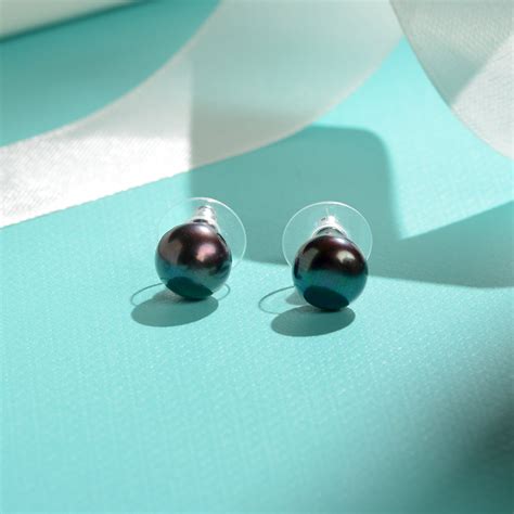 Noir Pearl Studs (Black Pearl Stud Earrings in Sterling Silver ...