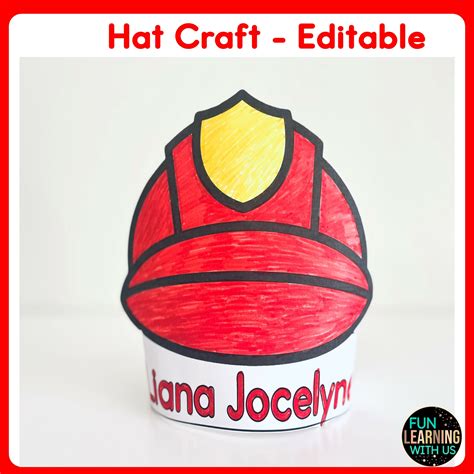 Editable Firefighter Theme Hat Crafts | Fire safety Crown Craft ...