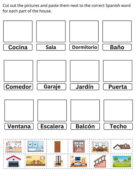printable parts of the house spanish worksheet - Aprendiendo las Partes ...