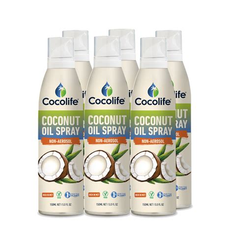 Coconut Oil Spray | NON-aerosol, 100% pure | 6 x 150ml - Cocolife