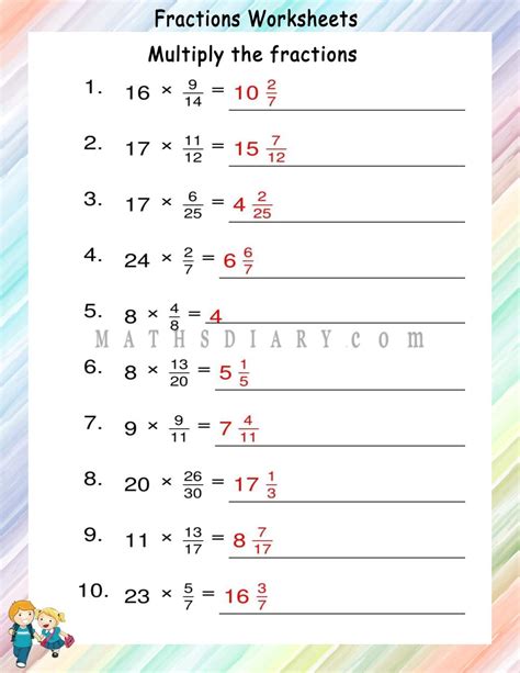 Free multiplying fractions worksheet with answers, Download Free ...