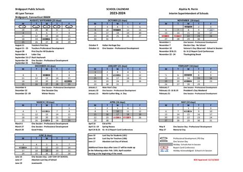 Bridgeport Public Schools Calendar 2024 (Holiday Breaks) - New School ...