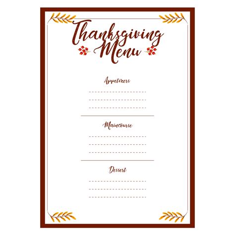 Thanksgiving Menu Card Templates - 13 Free PDF Printables | Printablee
