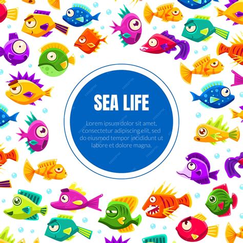 Premium Vector | Sea life banner template with cute colorful tropical ...