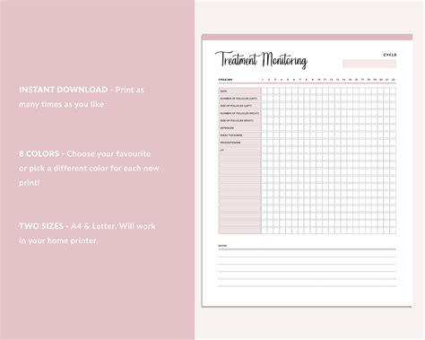 Buy Printable IVF Treatment Record, IVF Treatment Monitoring Sheet, Ttc ...