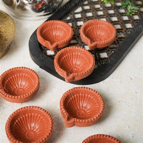 Buy Aesthetic Mitti Diya (Set of 9) Online in India - Mypoojabox.in