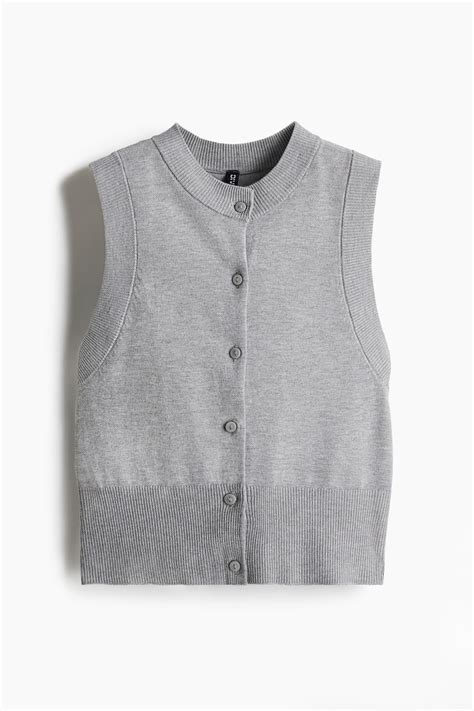 Button-front sweater vest - Light grey marl - Ladies | H&M IN