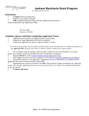 CA Jackson Rancheria Grant Program Application Form 2020-2026 - Fill ...