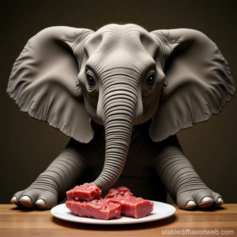 Elephant Eating Human Meat | Stable Diffusion Online