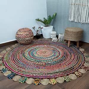 Buy K.G.N. Handmade Round Shape Braided,Jute & Cotton,Chindi Ruge Round ...