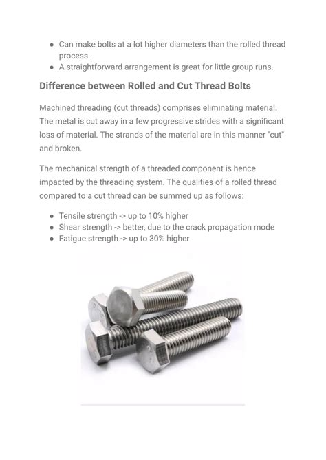 Image result for Rolled Thread vs Cut Thread