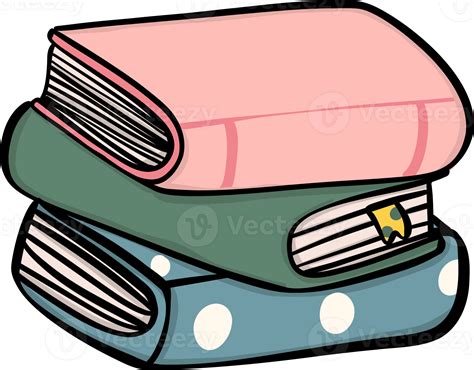 Cute doodle stack of books illustrations hand drawn cartoon drawing ...