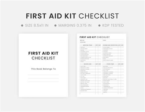 Checklist voor eerste hulppakketten Template Printable First Aid Kit ...