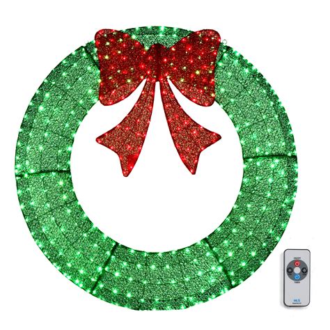 Ktaxon Pre-Lit 48in Large Christmas Wreath with Bow, Outdoor Decor, 315 ...