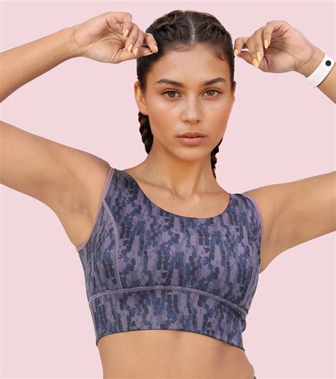 Enamor Cutaway Back Detail Quick Dry Printed Sports Bra - Removable Pa