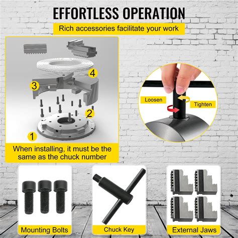 Mandrino A 3 Ganasce VEVOR Per Tornio - Autocentrante, Diametro 160mm - Foto 10