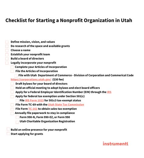 The Complete Checklist for Starting a Nonprofit Organization | Instrumentl