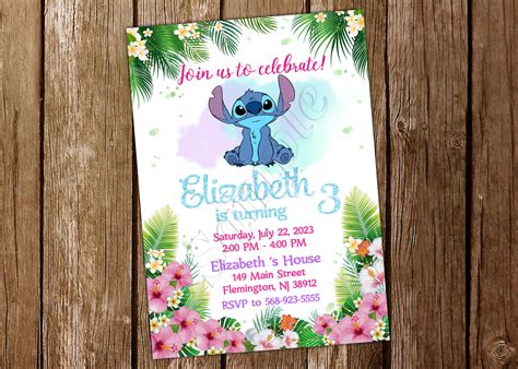 Lilo And Stitch Birthday Party Invitations 12Pcs Lilo & Stitch Cartoon