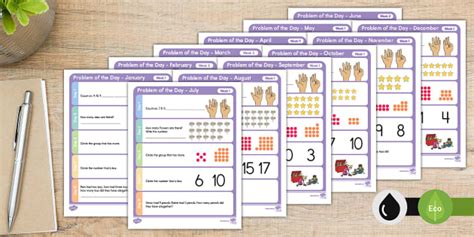 Kindergarten Math Problems: 12-Months of Activities Pack