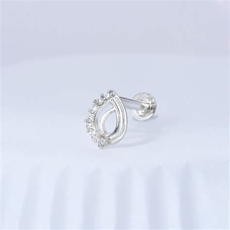 Leaf Curve Silver Nose Pin - Touch925 Silver Jewellery