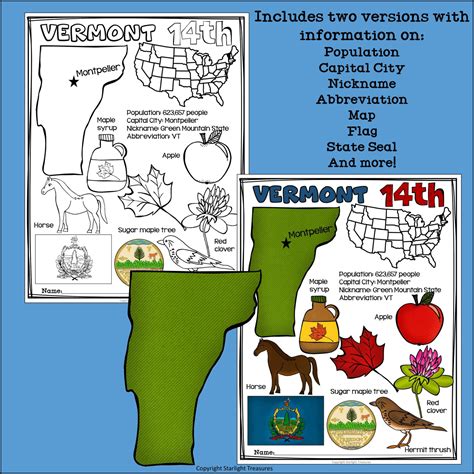 Vermont Fact Sheet for Early Readers - A State Study | Made By Teachers