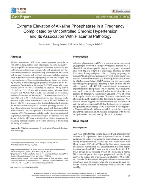 (PDF) Extreme Elevation of Alkaline Phosphatase in a Pregnancy ...