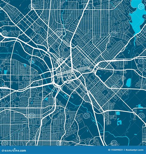 Dallas Map. Dallas City Map Poster. Map of Dallas Street, Urban Area ...