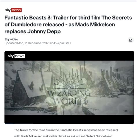 dec 13, 2021 - FANTASTIC BEASTS The Secrets Of Dumbledore TRAILER Mads ...