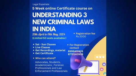 Certificate Course, New Criminal Laws, Legal Expatiate