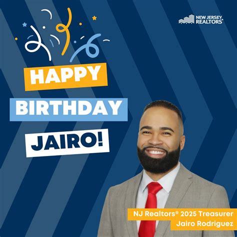 Wishing NJ Realtors® 2025 Treasurer Jairo Rodriguez, CIPS, SFR, SRES ...