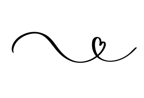 Squiggle and swirl line with a heart. Hand drawn calligraphic swirl ...