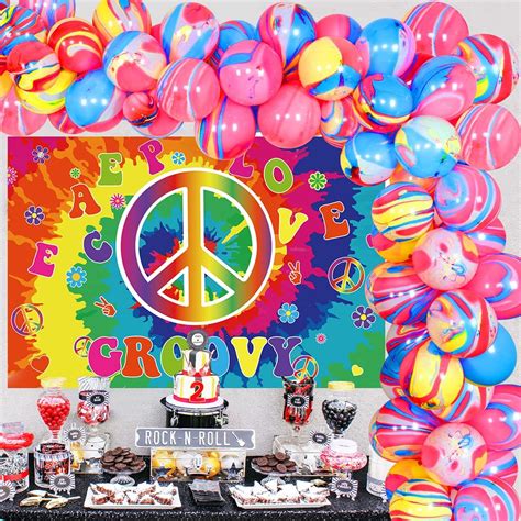 60’s Hippie Theme Party Decorations, 1960s Groovy Photo Backdrop, Tie ...