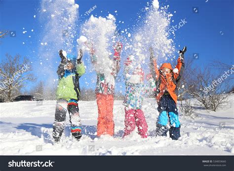 Group Children Playing On Snow Winter Stock Photo 534859660 | Shutterstock