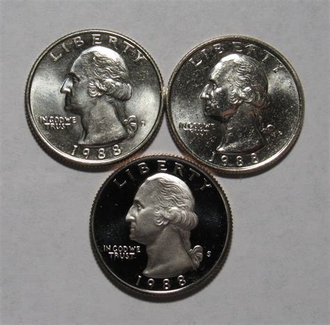 1988 P,D&S Washington Quarters in BU and Proof condition - For Sale ...