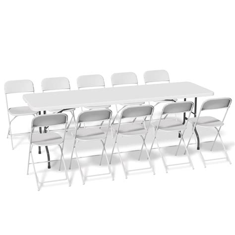 Magshion 11-Piece 8 Ft Folding Dining Table with Chairs Set, Foldable ...