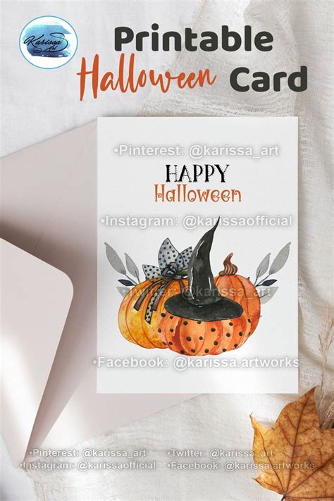 Spooky & Adorable Halloween Greeting Card, Printable Pumpkin Card