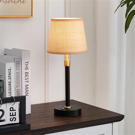 NIORSUN Portables Cordless Table Lamp,Flaxen Fabric Shade Battery ...