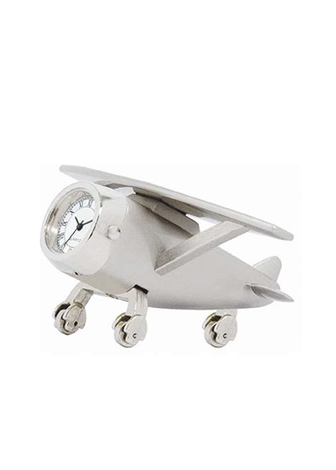 Jaycoknit L'Avion Metal Aeroplane Heavy Duty Silver Desk/Table Clock ...