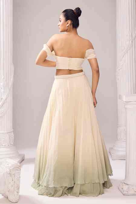 Buy Off White Organza Pearls Sweetheart Neck, Amelia Embellished Jacket ...