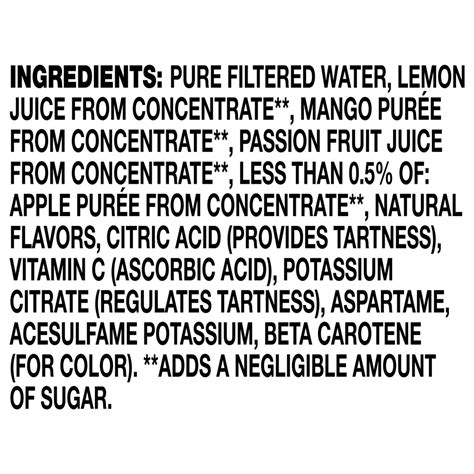 Minute Maid Fruit Drink, Mango Passion, Zero Sugar-Ingredients
