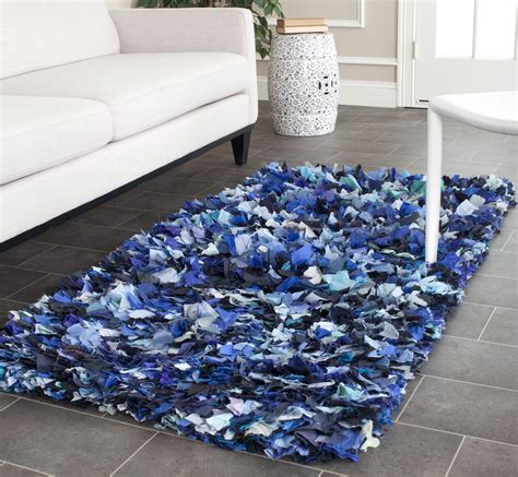 SAFAVIEH Rio Cassandra Confetti Polyester Shag Area Rug, Blue/Multi, 2 ...