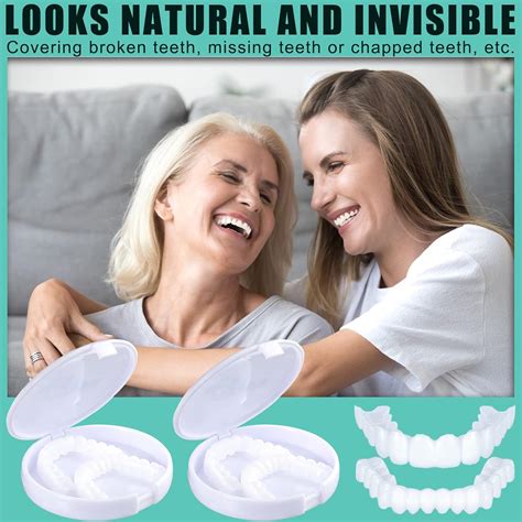 Set Fake Teeth Temporary Denture Teeth Veneer Snap in Teeth Confidence Smile Dentures Veneers ...