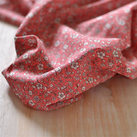 Tissu voile de coton fleuri | corail | coton bio - A&A Patrons